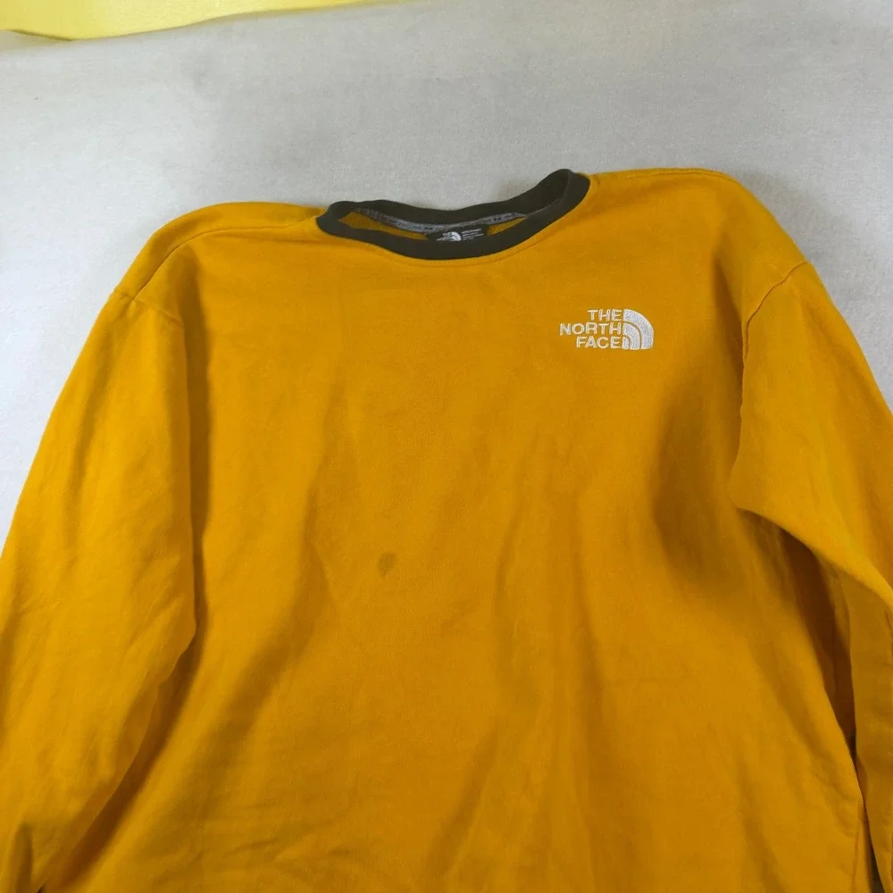 The‎ North Face Mens XL Fleece Pullover Mustard Yellow Drawstring Hem Crew Neck